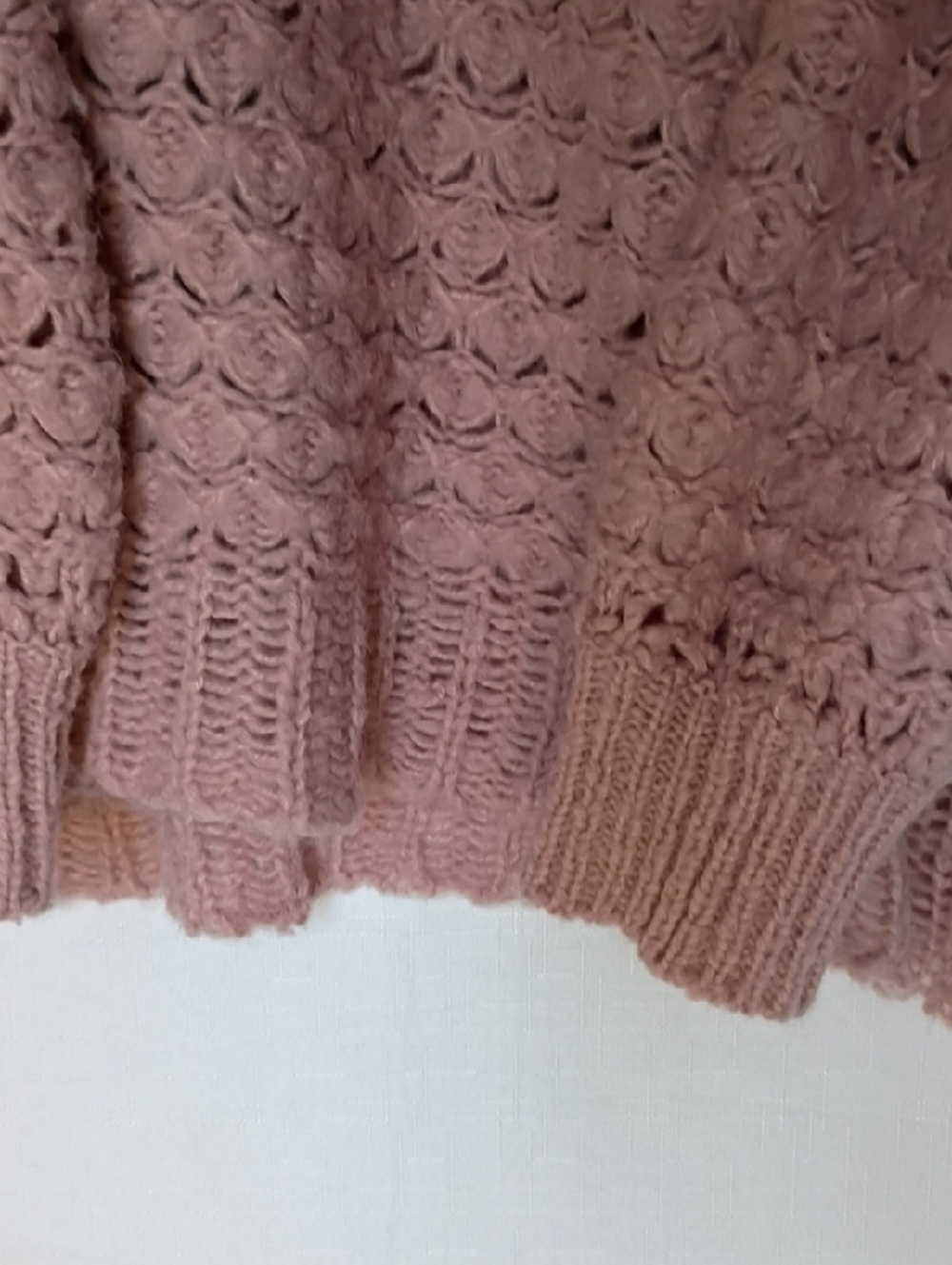 Free People Openwork V-Neck Sweater Mauve Crashing Waves Size M - Picture 7 of 9
